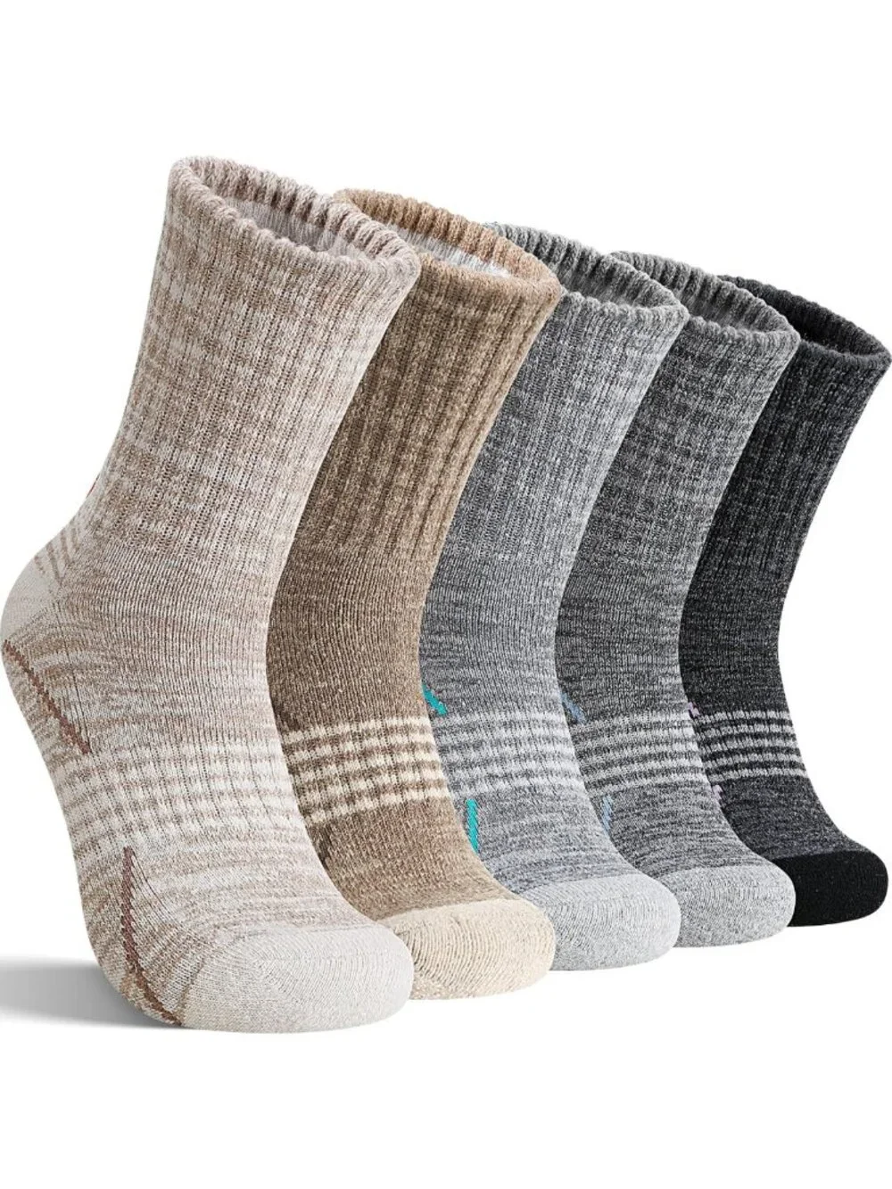 Cozy Merino Wool Hiking Socks - Thermal, Cushioned Sole, Moisture-Wicking, 5